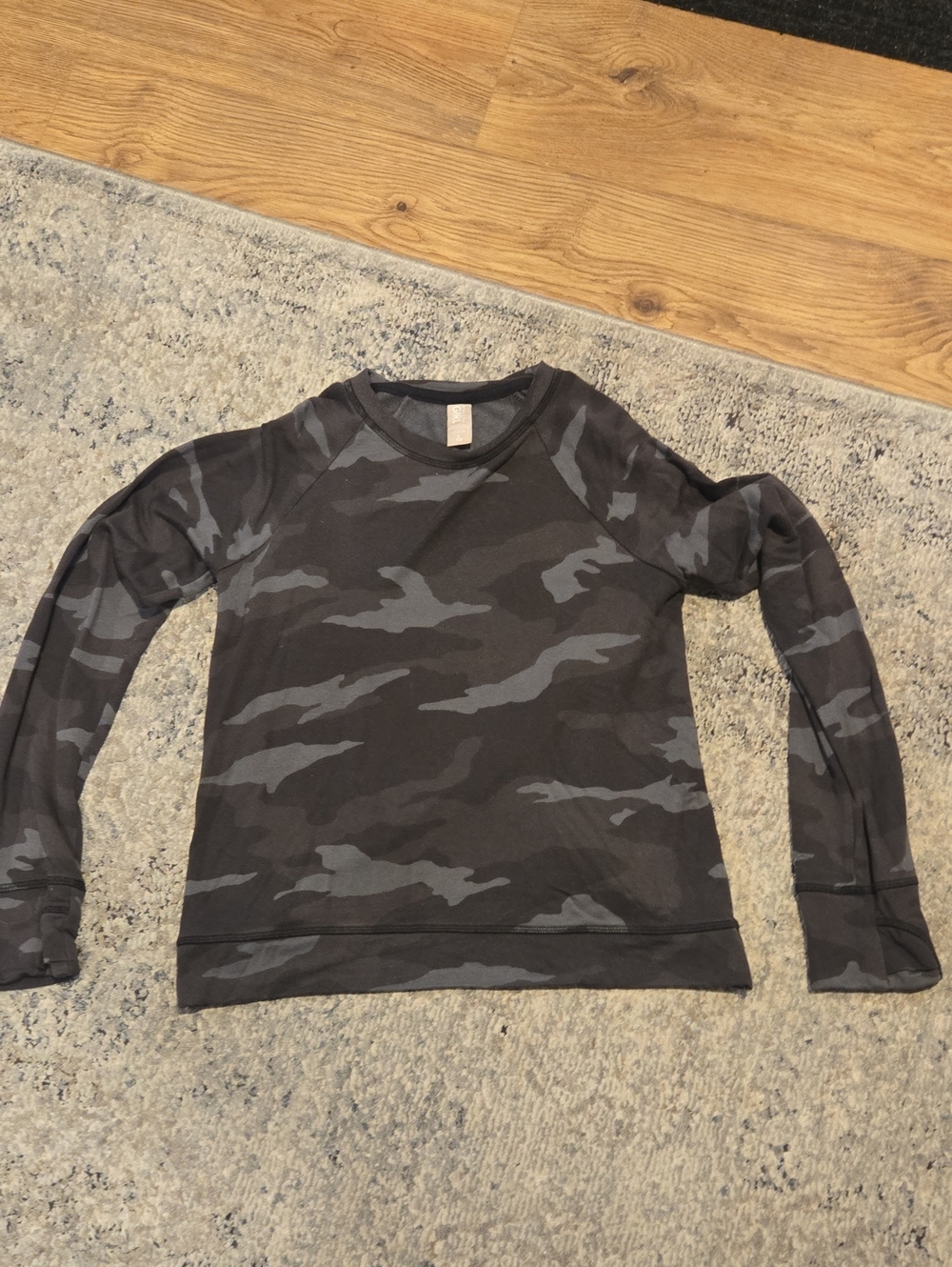 Athleta Girl's Dark Gray & Charcoal Camo Crewneck Sweater